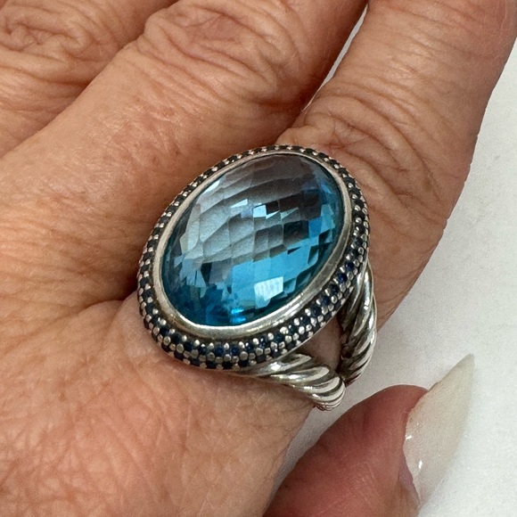 David Yurman Jewelry - David Yurman Blue Topaz Blue Sapphires Oval Albion Ring .925